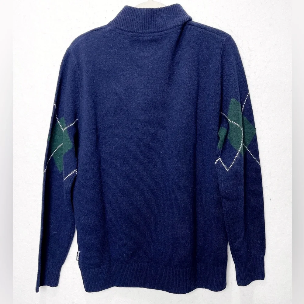 Barbour Hatfield Argyle 100% Wool Half Zip Knitted Sweater Jumper Navy Medium - Picture 5 of 11